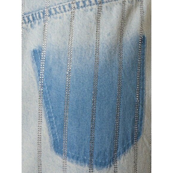 Triarchy Light Wash Rhinestone Stripe Maxi Skirt 25 - Picture 4 of 9